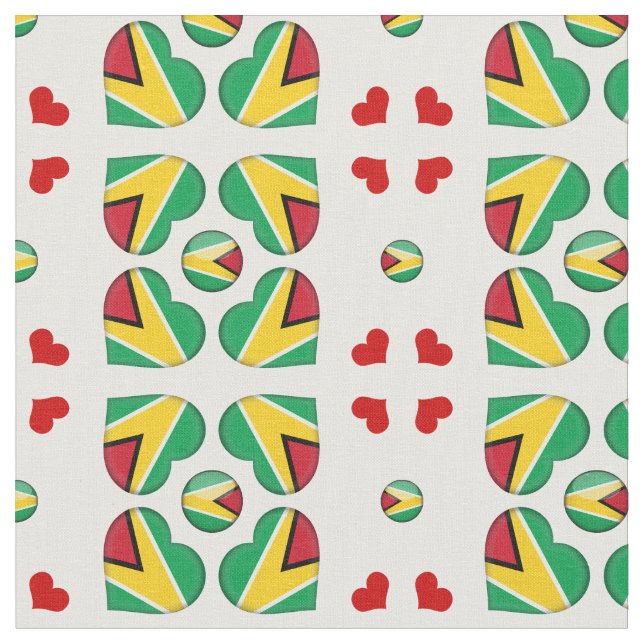 Tecido de moda do Coração Guyana Flag & Guyana (Detalhe)