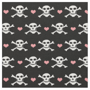 Tecido de moda do crânio e do coração - Piratas