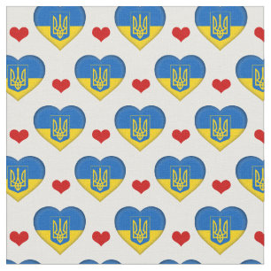 Tecido de moda do Sinalizador Ucraniano e Coraçã