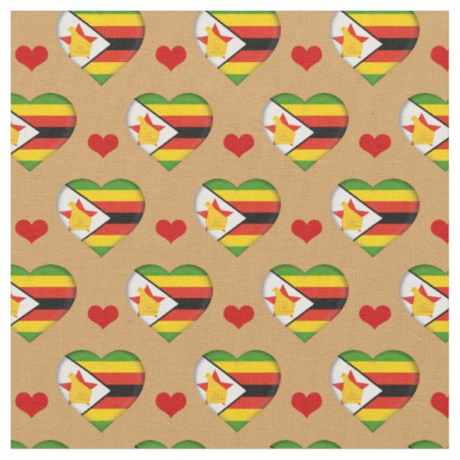 Tecido de moda do Zimbabwe Flag Red Heart/Zimbábue (Detalhe)