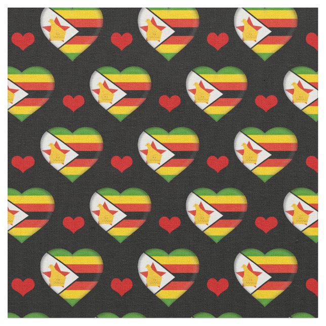 Tecido de moda do Zimbabwe Flag Red Heart/Zimbábue (Detalhe)