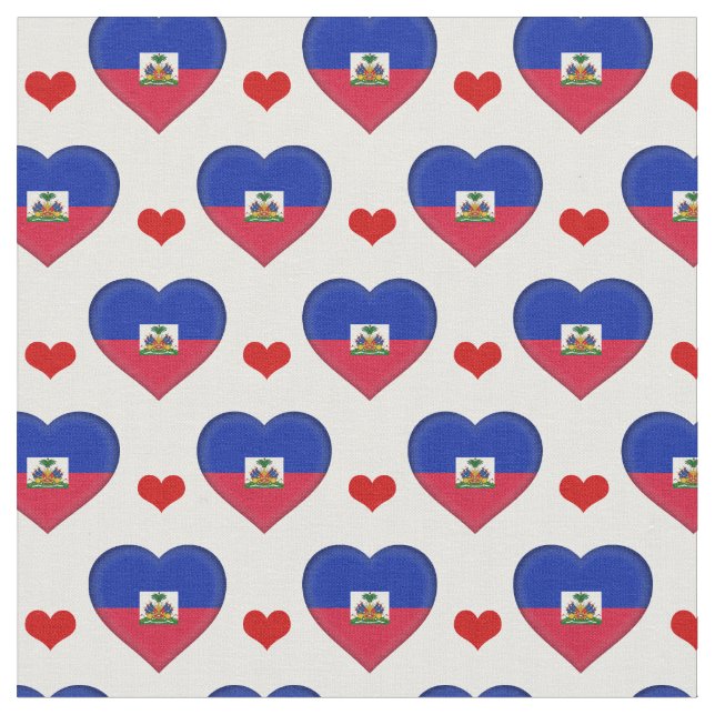 Tecido de moda Haitiano Flag & Red Heart /Haiti (Detalhe)