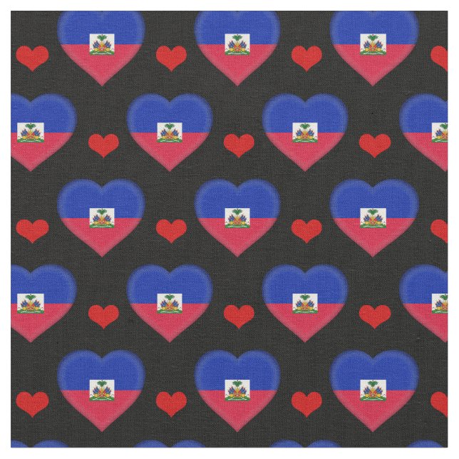 Tecido de moda Haitiano Flag & Red Heart /Haiti (Detalhe)
