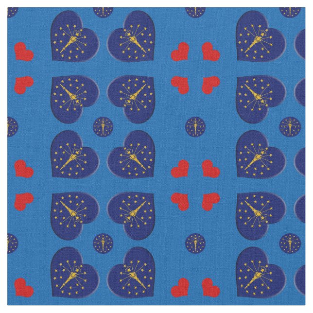 Tecido de moda Indiana Flag & Indiana Hearts / EUA (Detalhe)