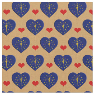 Tecido de moda Indiana Flag & Red Heart / EUA