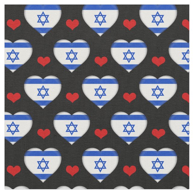 Tecido de moda Israel Flag e Red Heart / Judeu (Detalhe)