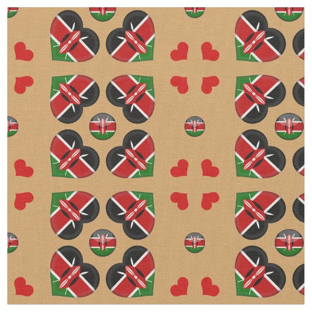 Tecido de moda Kenyan Flag & Kenya Heart (Detalhe)
