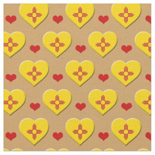 Tecido de moda New Mexico Flag & Red Heart / EUA