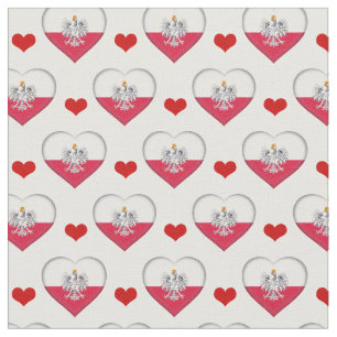 Tecido de moda polonês Flag & Red Heart /Polônia