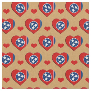 Tecido de moda Tennessee Flag & Red Heart / EUA