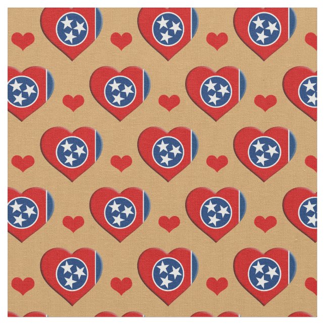 Tecido de moda Tennessee Flag & Red Heart / EUA (Detalhe)