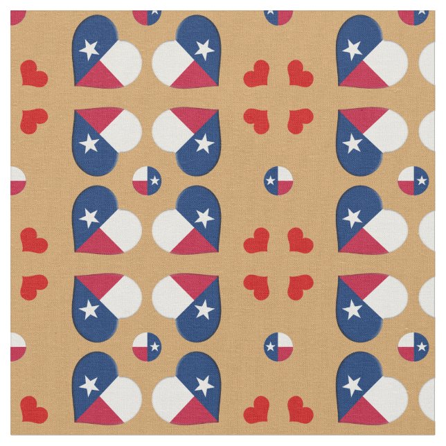Tecido de moda Texas Flag & Texas Hearts / EUA (Detalhe)