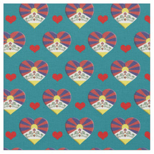 Tecido de moda Tibetano Flag & Red Heart /Tibet