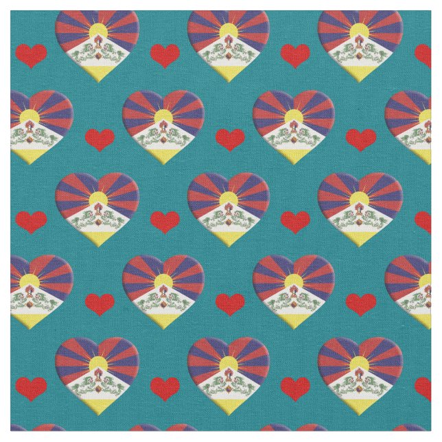Tecido de moda Tibetano Flag & Red Heart /Tibet (Detalhe)