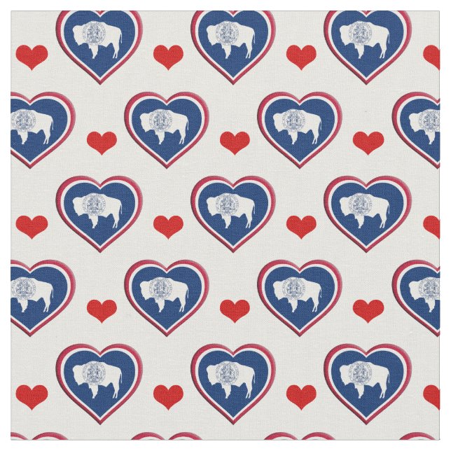 Tecido de moda Wyoming Flag & Red Heart / EUA (Detalhe)