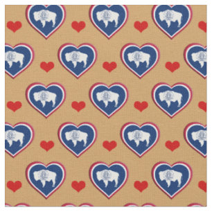 Tecido de moda Wyoming Flag & Red Heart / EUA