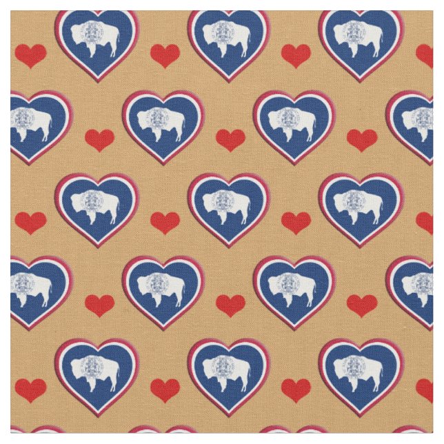 Tecido de moda Wyoming Flag & Red Heart / EUA (Detalhe)