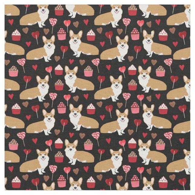 Tecido de Namorados Corgi - preto (Detalhe)