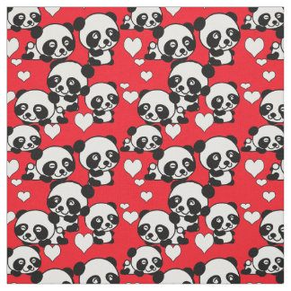 Tecido de Namorados Pandas e Corações