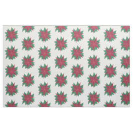 Tecido de Natal de Poinsettias Verdes Brancas Verm