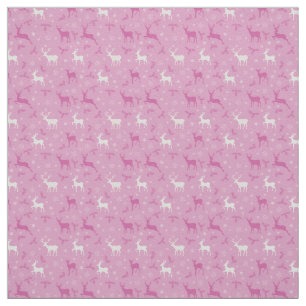 Tecido de Natal de Reindeer Rosa