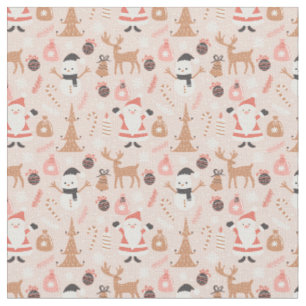 Tecido de Natal Rosa Whimsical