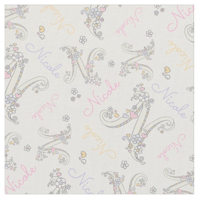 Tecido de nome personalizado N Nicole (Detalhe)