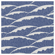 Tecido de ondas brancas e azuis escuras