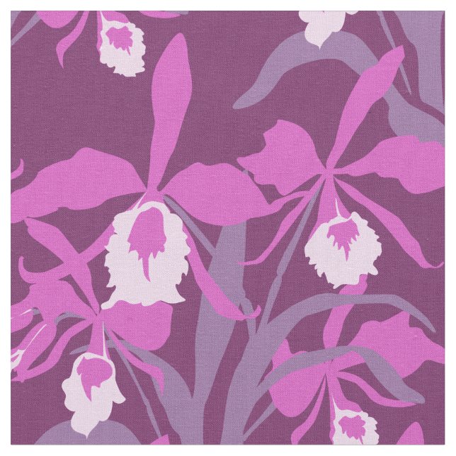 Tecido de orquídeas roxa e rosa (Detalhe)