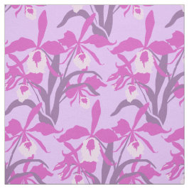 Tecido de orquídeas roxa e rosa