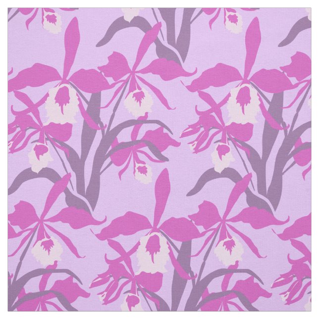 Tecido de orquídeas roxa e rosa (Modelo)