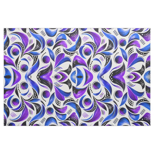 Tecido de Padrão Abstrato de Redemoinho Roxo Real (Jarda)