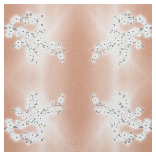 Tecido de Padrão de Brilhos de Cereja Branco Doura (Modelo)