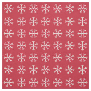 Tecido de padrão de floco de neve vermelho e bran