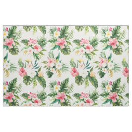 Tecido de Padrão de Flores Tropicais de Aquarela