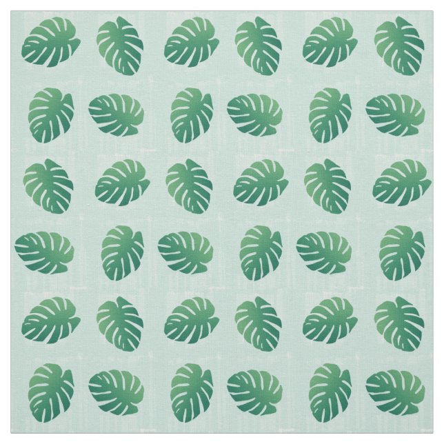 Tecido de padrão de folha verde monstera tropical (Modelo)