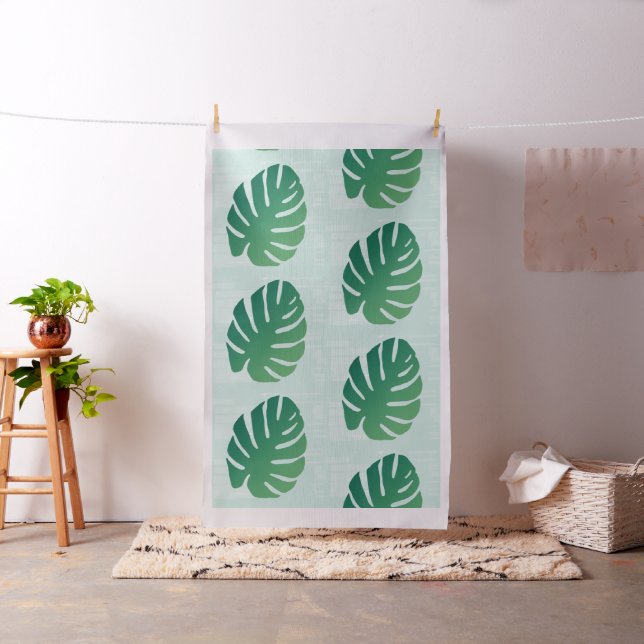 Tecido de padrão de folha verde monstera tropical (In Situ)