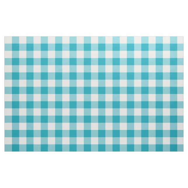 Tecido de Padrão de Gingham Azul Aqua (Jarda)