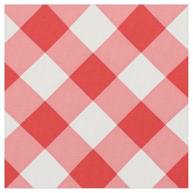 Tecido de Padrão de Gingham Branco/Vermelho Diagon (Detalhe)