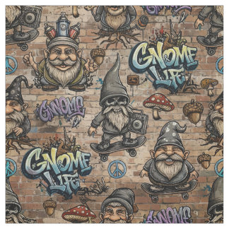 Tecido de Padrão de Gnomos de Grafite Urbana
