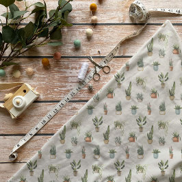 Tecido de Padrão de Plantas Potentes de Aquarela