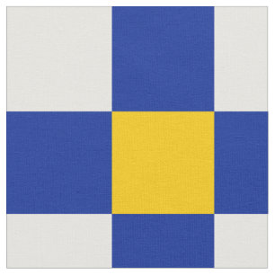 tecido de padrão de tabuleiro azul, amarelo e bra