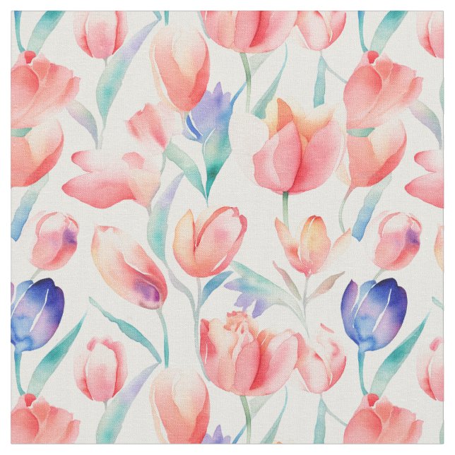 Tecido de Padrão de Tulipas de Aquarela (Detalhe)