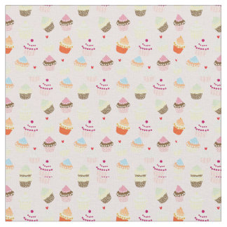 Tecido de padrão do Cupcake gráfico