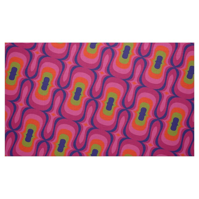 Tecido de padrão do estilo retro 60s 70s (Fat Quarter)