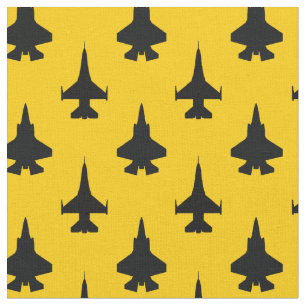 Tecido de padrão F16 e F35 preto no amarelo