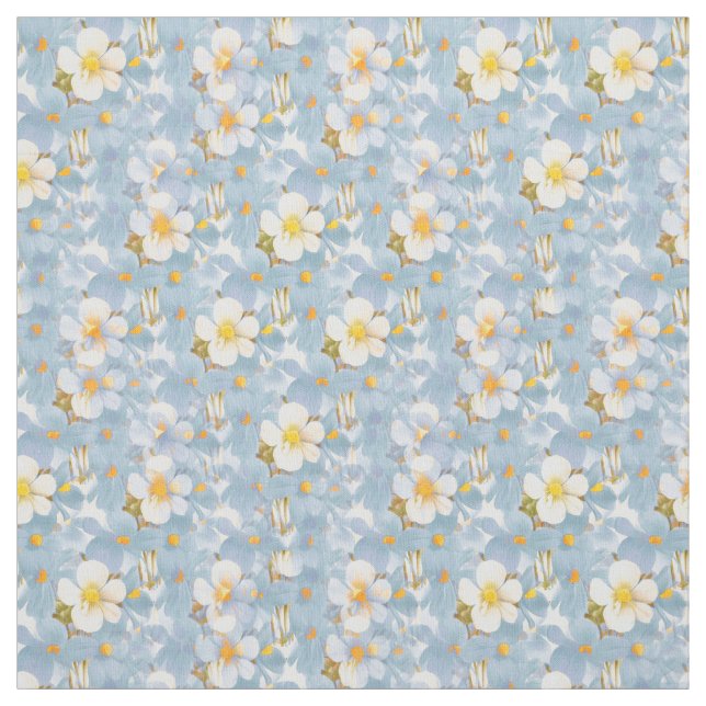 Tecido de Padrão Floral do Disies Branco e Azul (Modelo)