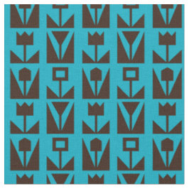 Tecido de Padrão Floral Geométrico Azul Abstrato