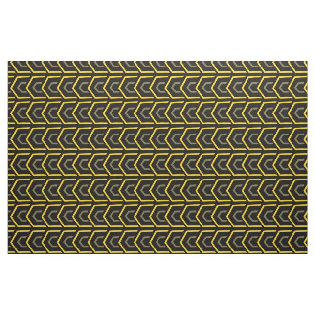 Tecido de Padrão Geométrico Preto Amarelo Moderno (Fat Quarter)