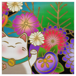 Tecido de padrão japonês com gato sortudo